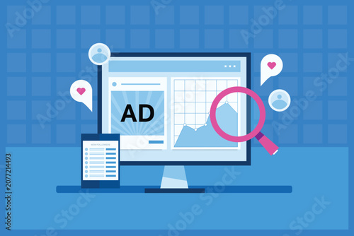 Photos Social media advertising campaign analysis measures audience reach, tracks the number of new followers, monitors content engagement and evaluates brand loyalty among customers