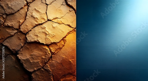 Balance of Opposites: Ancient Stone vs Modern Titanium Split Frame Conceptual Still Life, Old vs New Business Metaphor