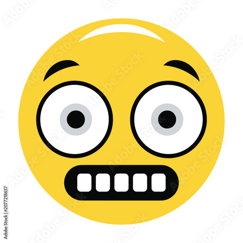 Bild auf Leinwand Surprised yellow emoji face with wide eyes and open mouth