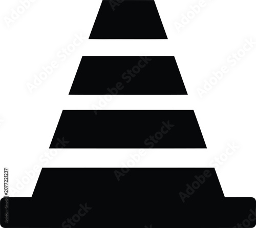 Silhouette vector traffic cone for road construction safety caution design