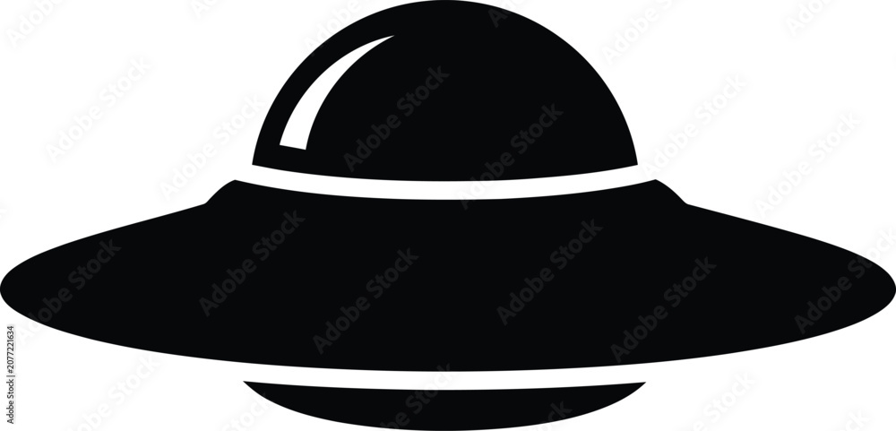 Fototapeta premium Silhouette vector unidentified flying object floating in the space design
