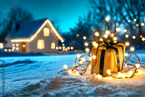 Glowing Star and Mini Christmas Tree in the Snow