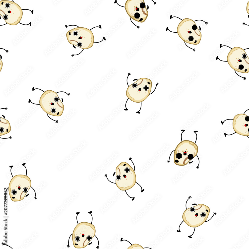 Obraz premium pattern poster popcorn character cartoon. comic video, doodle kawaii, camera clapper poster popcorn character sign vector