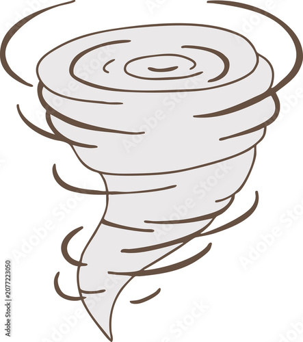 Cute Hand Drawn Tornado Storm Cyclone Weather Illustration with Soft Pastel Gray Color