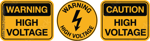Tableau sur toile High Voltage danger sign set featuring electrical warning stickers printable lab
