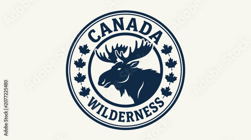 Canada wilderness moose logo, outdoors adventure travel