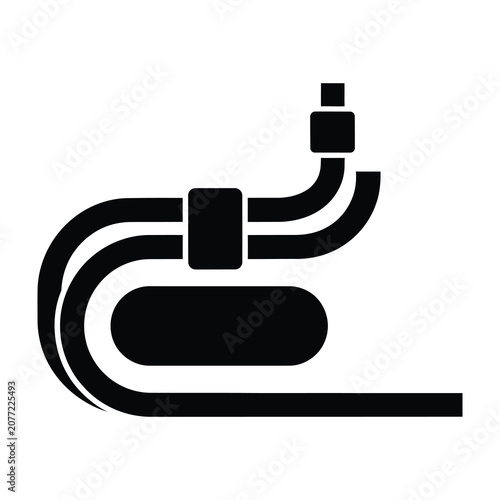 Photography Black silhouette icon of a garden hose with a nozzle and a storage reel system