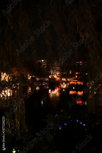 Tivoli Gardens at night in Copenhagen