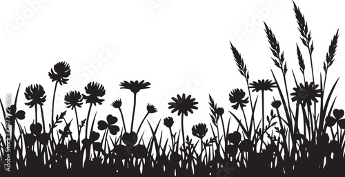 grass and flowers vector