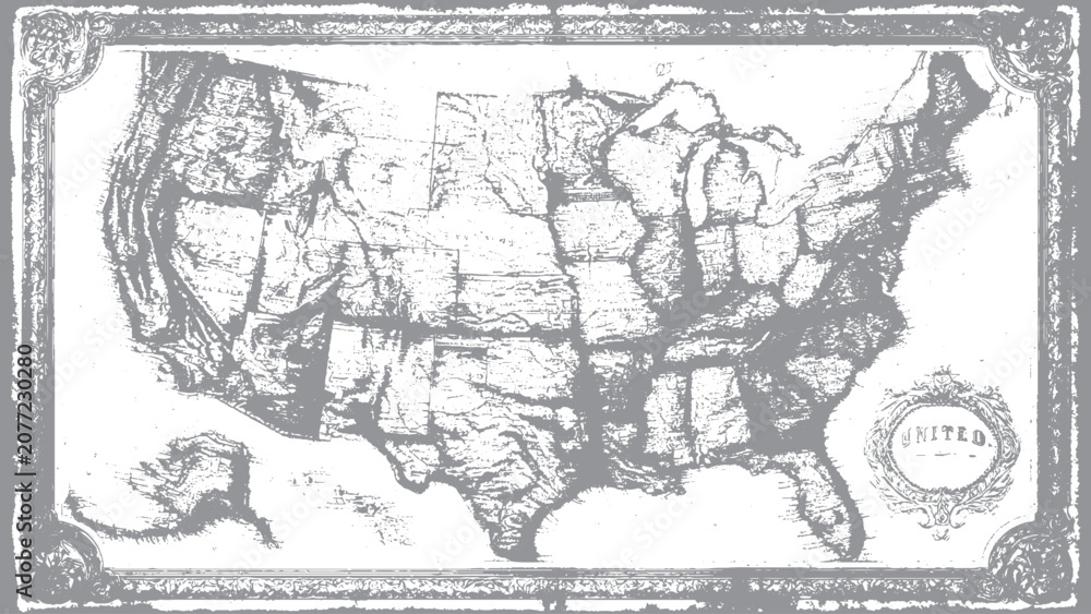 Obraz premium Retro world map design with aged paper effect and worn borders Old style world map isolated with distressed historical details