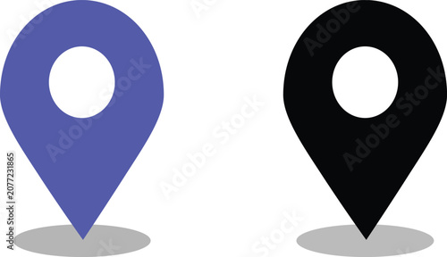 Fotografie Map location pin icon vector set – GPS navigation marker symbol collection