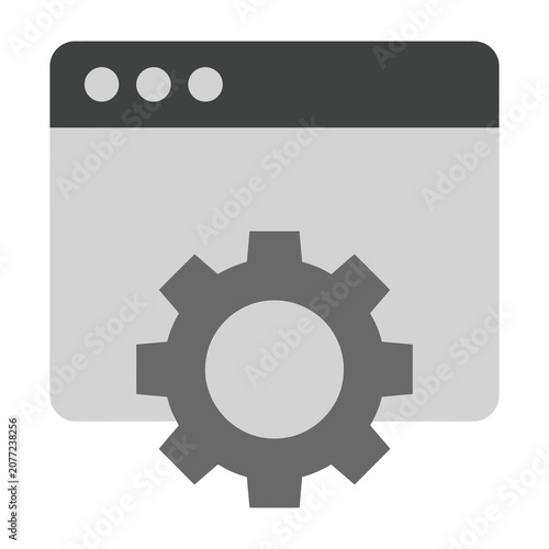 Grey gear icon on a browser window background