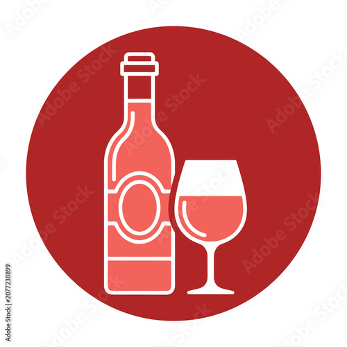 Wine bottle and glass icon symbol