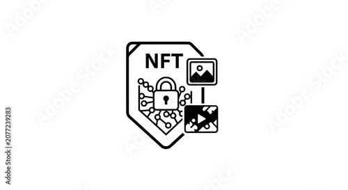 Cuadro en lienzo NFT digital asset security shield and asset protection.