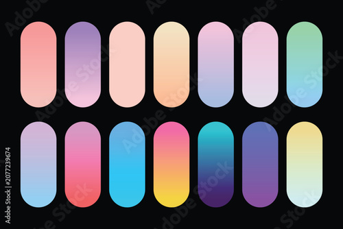 Vibrant colorful smooth gradient palette collection set for UI UX design