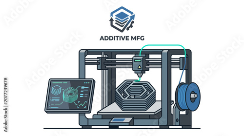 Industrial 3D printer manufacturing complex plastic parts.