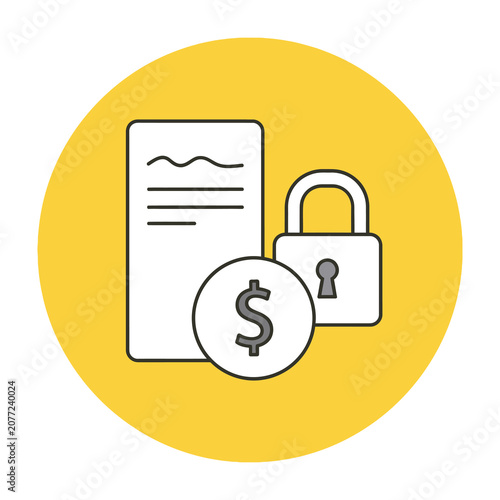 Financial Security Icon Representing Protected Contracts and Money Transactions