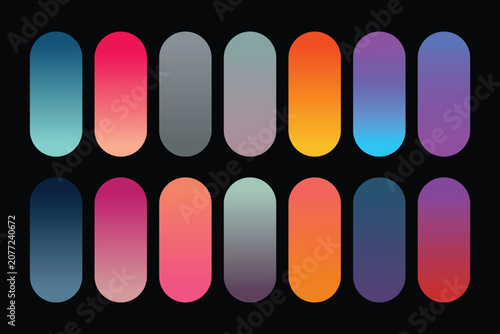 Vibrant colorful smooth gradient palette collection set for UI UX design