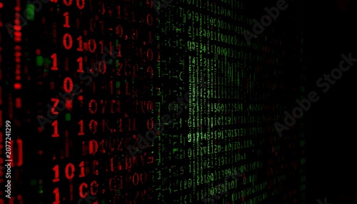 Hacker binary attack code. Made with Canon 5d Mark III and analogy vintage lens, Leica APO