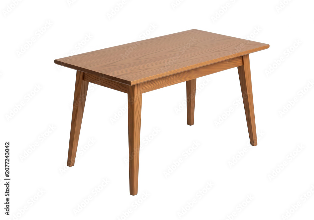 Fototapeta premium A simple rectangular wooden dining table for home or kitchen furniture isolated on a clean transparent background isolated on transparent background