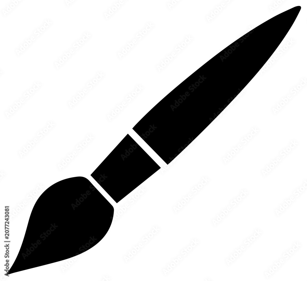 Fototapeta premium Solid black paint brush icon representing artistic creativity and design tools for digital applications and creative projects in a minimalist vector style