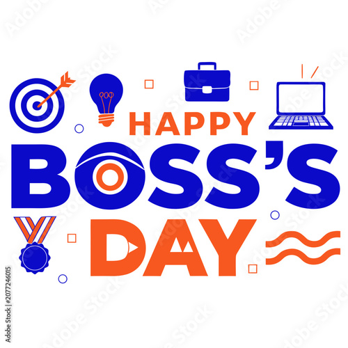 Boss's Day, Happy Boss's Day, Business Icons, Office Symbols, Vector Graphics