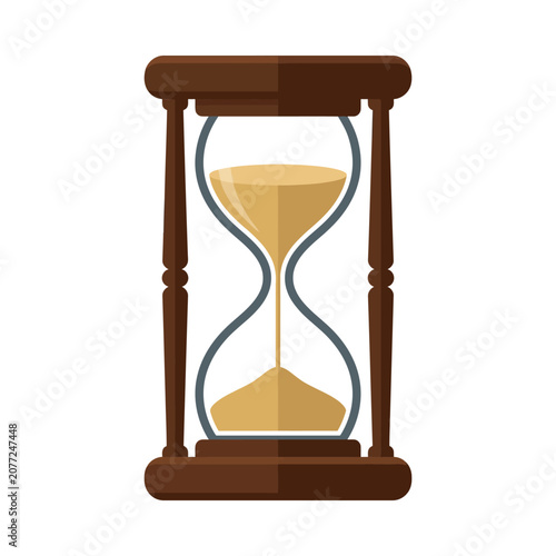 Traditional vintage hour glass icon measuring passage of current time