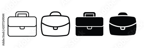 Fotografie Briefcase Icon Set – Business Bag, Office Attache Case, Professional Work Bag, C