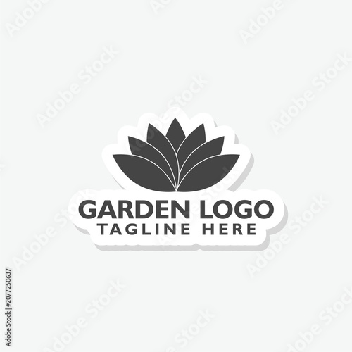 Garden logo sticker isolated on gray background