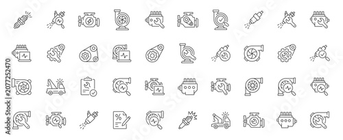 Foto Automotive diagnostics line icons set with editable stroke