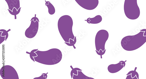 Purple eggplant pattern on a white background seamless vegetable illustration