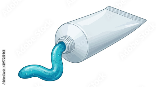 Fotografija A tube of toothpaste is squeezed to produce a stream of paste.