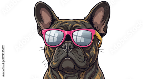 Fotografija A vector illustration of a dog wearing sunglasses recreated in a modern style