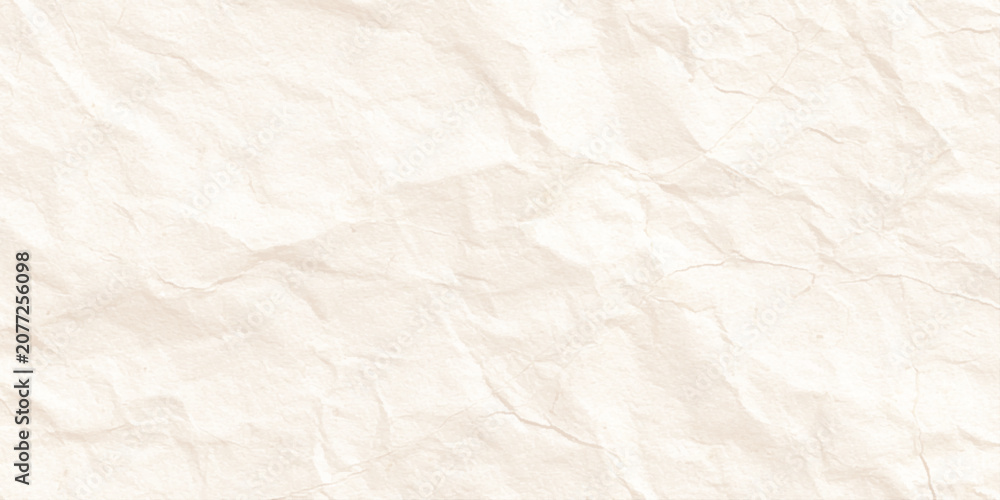Fototapeta premium Crumpled beige paper texture background with wrinkles and creases for design and craft projects