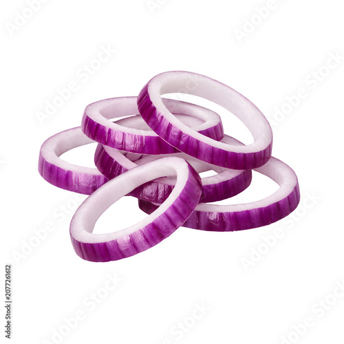 Red Onion Rings Slices Isolated on Transparent Background PNG
