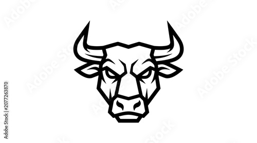 Принти на полотні Angry bull head with horns facing forward.