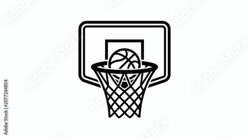 Fotografie Basketball hoop with ball going in.