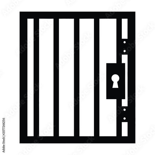 Obraz na plátne prison gate with keyhole lock on right side