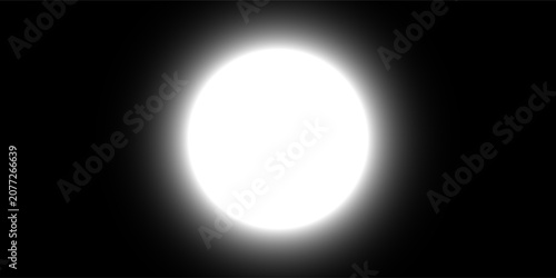 Bright glowing circle with soft light gradient on black background. Abstract spotlight or illumination effect for design, poster, and digital artwork concepts. EPS10 vector.