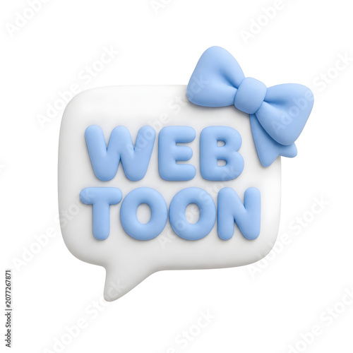 Webtoon logo with blue bow on white speech bubble on black background webtoon