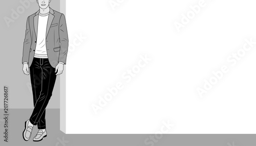 an outline design of a male model posing