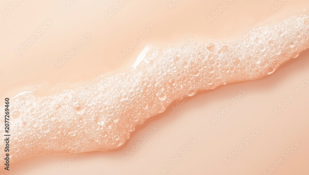Fototapeta premium Abstract Close-Up of Aquatic Female Beauty with Wet Skin and Soap Bubbles in Red and Pink Tones