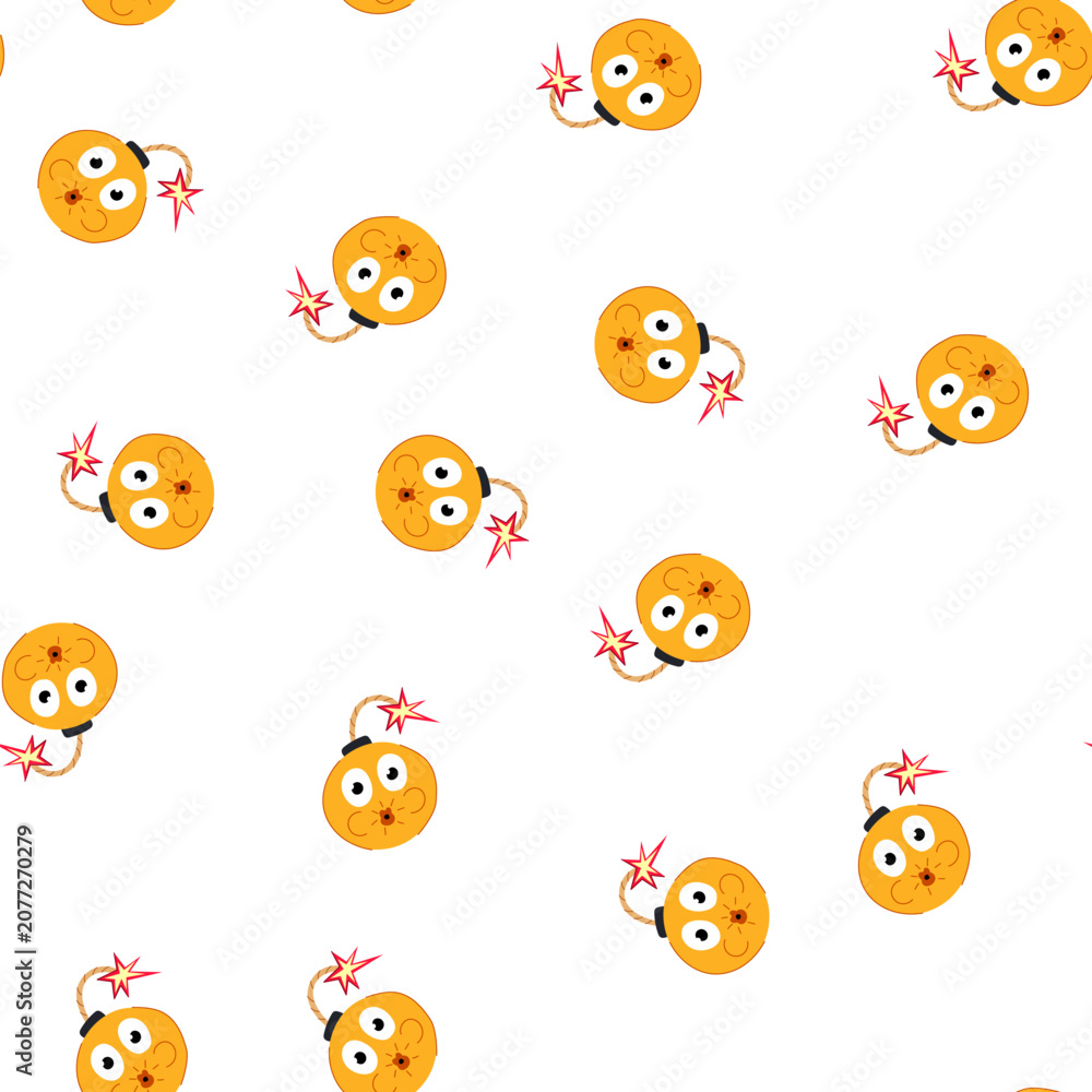 Obraz premium pattern warhead bomb character cartoon. tnt c4, shrapnel incendiary, payload nuclear warhead bomb character sign. seamless symbol vector illustration