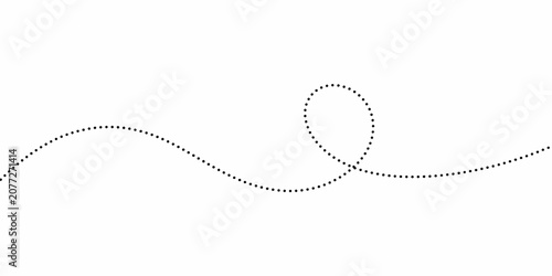 Dotted Line with Swirl on White Background
