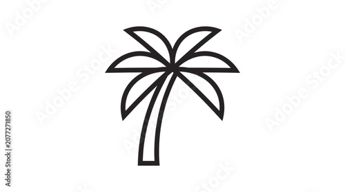 Vászonkép Tropical palm tree swaying gently in the breeze, symbolizing a relaxing beach vacation, on an isolated white background