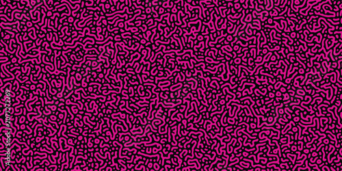 Cuadro en lienzo Seamless black and magenta pink op art abstract rounded blobs pattern vector