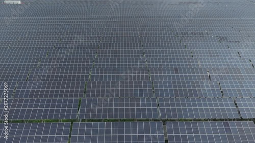 Solar Panel Array Concept with Grid Lines and Perspective View of Renewable Energy Technology Infrastructure