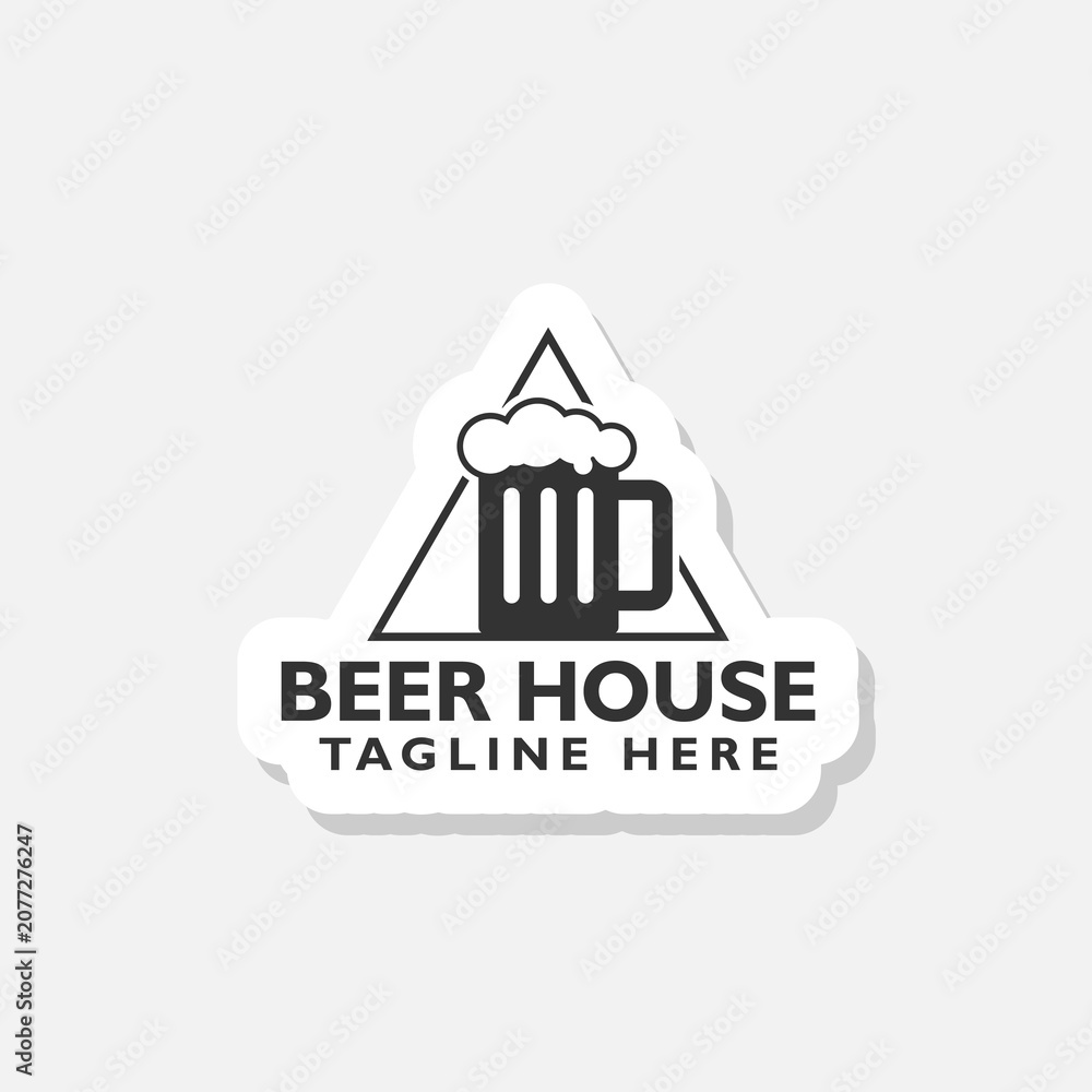 Obraz premium Beer house logo sticker isolated on gray background