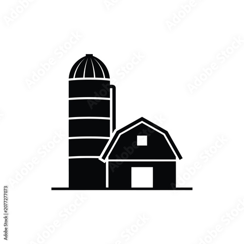 Farm Silo and Barn Icon.