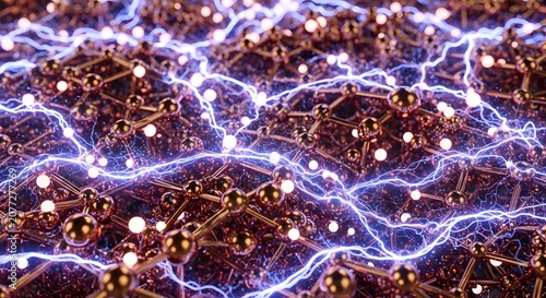 Electricity flows through copper metall